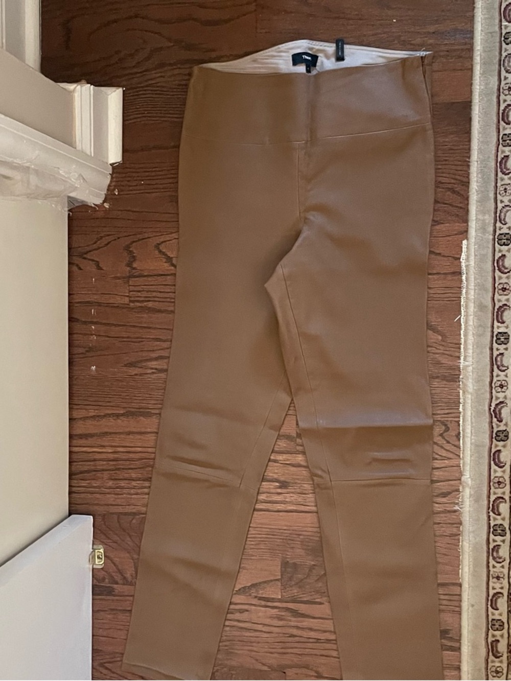Theory Camel Brown Faux Leather Skirt